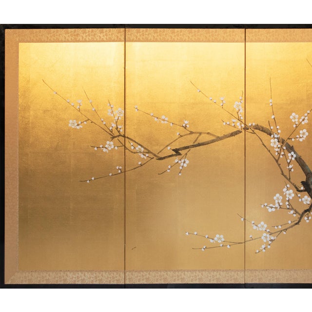 1960s "Sakura", C. 1960s Showa Era Japanese Painted Byobu Screen For Sale - Image 5 of 18
