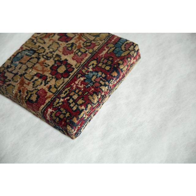 Old New House Decorative Cork Board Antique Kerman Rug Fragment Art For Sale - Image 4 of 8