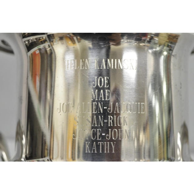Metal Vintage Leonard Silver Plated Trophy Cup Champagne Chiller Ice Bucket Engraved For Sale - Image 7 of 16