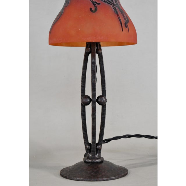 Art Deco French Art Deco Lamp by Schneider Le Verre Francais - 1925 Cameo Glass France For Sale - Image 3 of 9