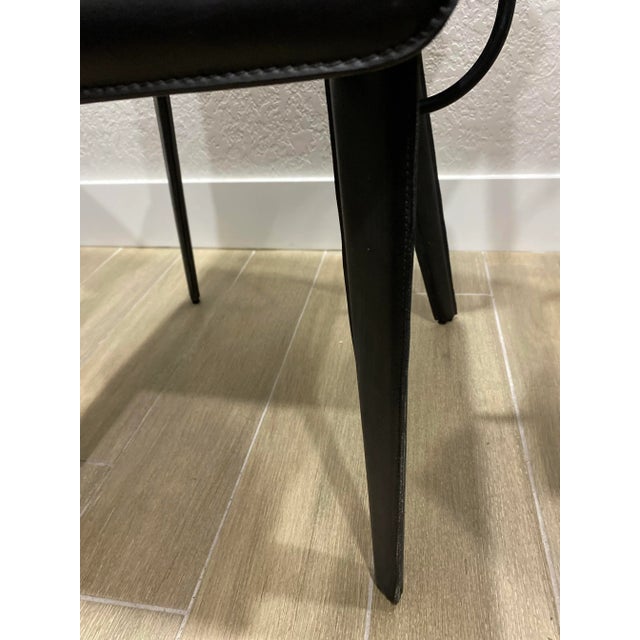 Black Postmodern Italian Leather Dining Chairs Attributed to Mario Morbidelli for Naos - Set of 4 For Sale - Image 8 of 9