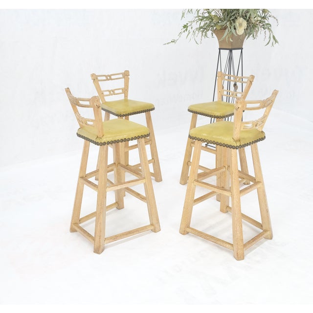 Set of 4 Arts & Crafts Style Horse Head Carving Motif Bar Stools Chairs For Sale - Image 12 of 12