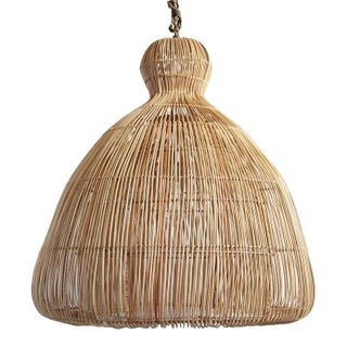 Contemporary Rattan Mushroom Pendant Light Large For Sale