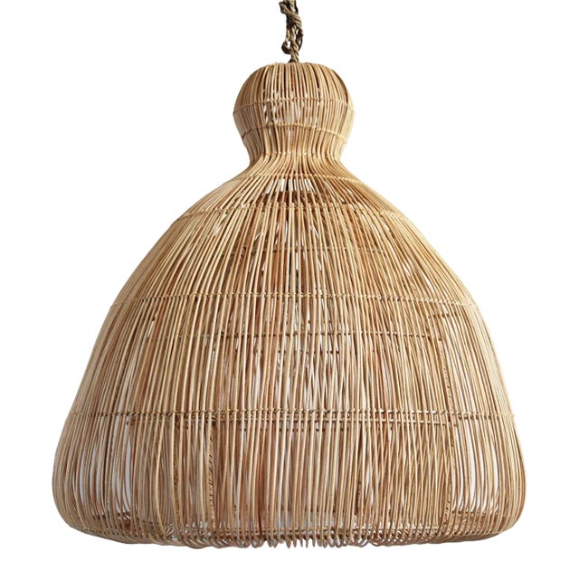 Contemporary Rattan Mushroom Pendant Light Large For Sale