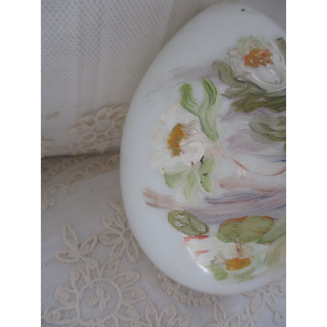 Impressionist Antique Large Hand Painted Porcelain With Water Lilies Easter Egg 6" Tall For Sale - Image 3 of 7