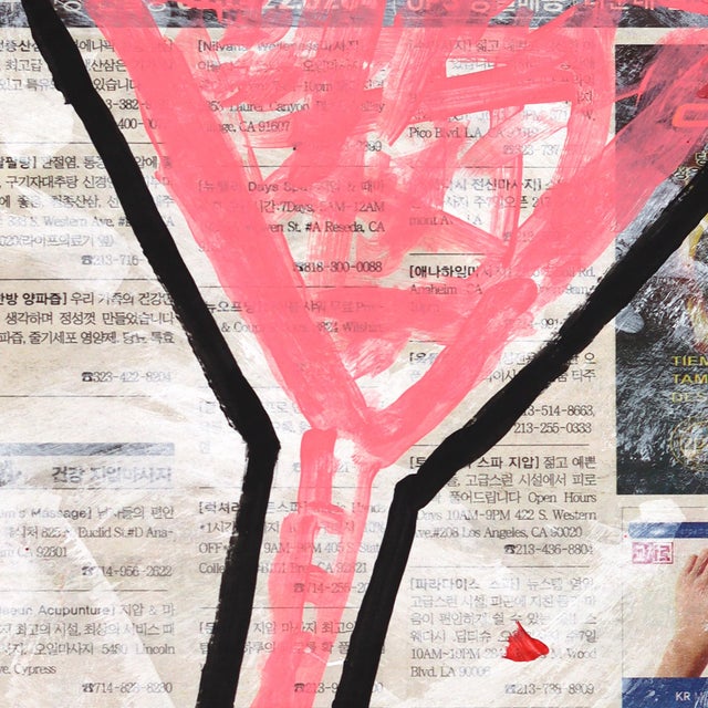 Cherry Drop Glass - Original Pop Street Art Acrylic Painting on Newspaper by Gary John For Sale In Los Angeles - Image 6 of 6