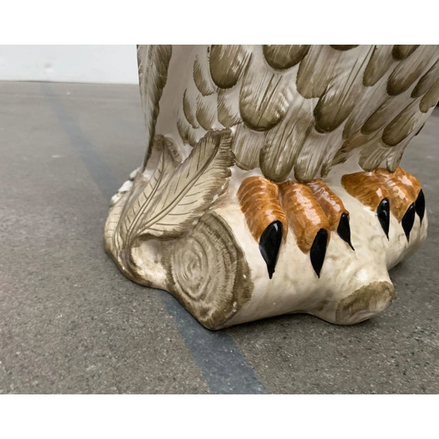 Vintage Italian Ceramic Owl Umbrella Stand For Sale - Image 9 of 18