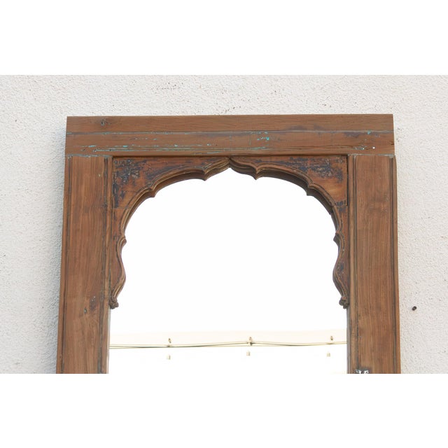 Brown Tall Antique Indian Arched Mirror For Sale - Image 8 of 10