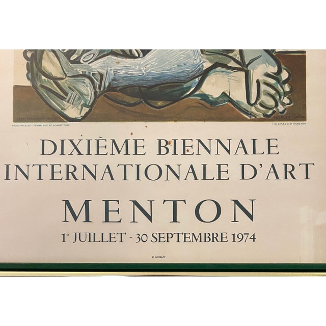 Original 1974 Pablo Picasso Menton Biennale Internationale D’Art Exhibition Poster Framed For Sale In Miami - Image 6 of 7