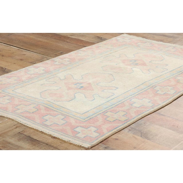 Textile Vintage Turkish Pink Oushak Rug - 02'08 X 04'04 For Sale - Image 7 of 9