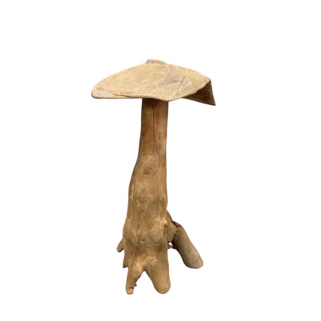 Whimsical Hand-Carved Teak Root Mushroom Garden Sculpture For Sale In West Palm - Image 6 of 12