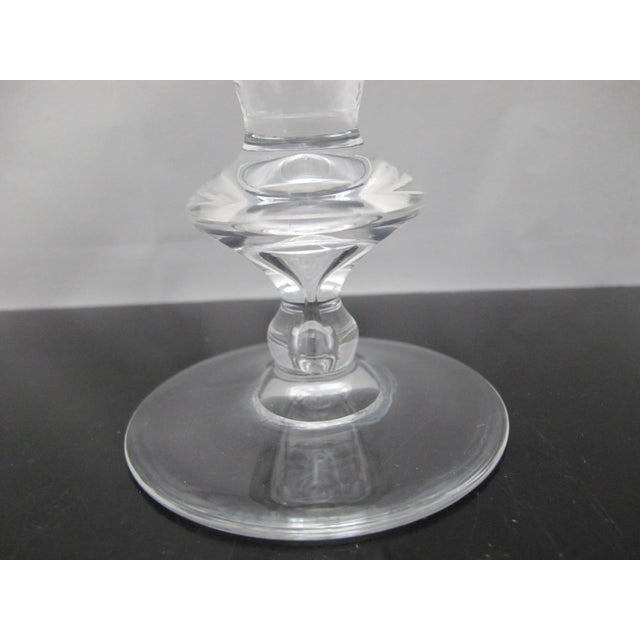 Steuben Glass Early 20th Century Steuben 7737 Teardrop Pattern 7 1/8" Wine Water Glass Goblet Pair Set of 2 For Sale - Image 4 of 7