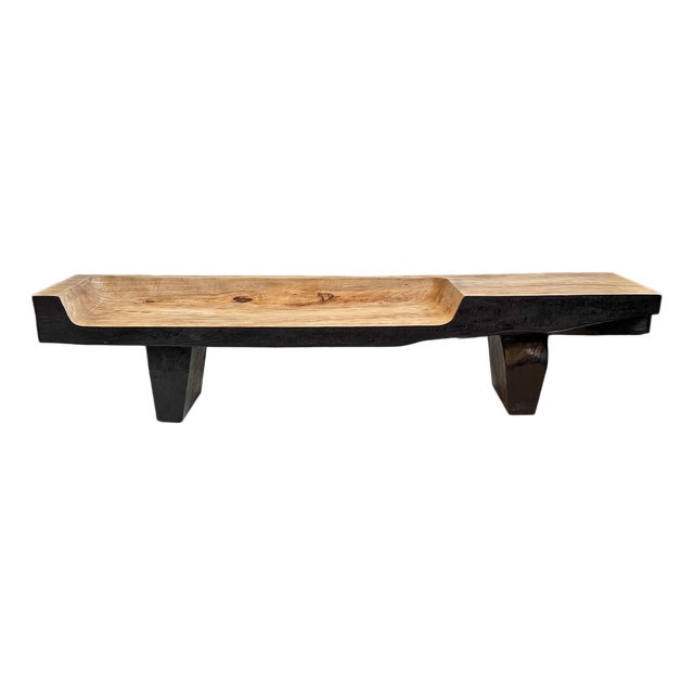 Black & Tan Dono Vintage Modern Slab Bench For Sale