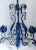 French 1960s Vintage Outdoor Porch Bretaine Navy Blue Reticulated Candelabra Candle Sconce For Sale - Image 3 of 11