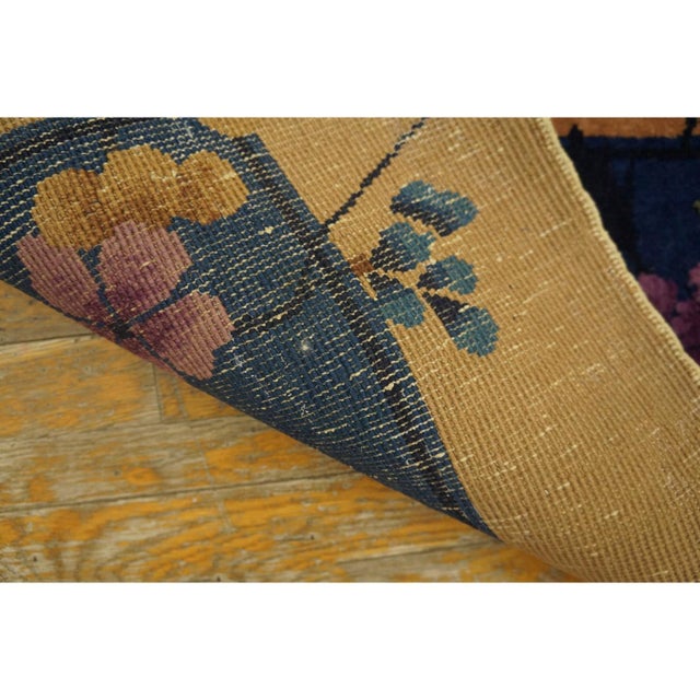 1920s Gold Floral Medallion Chinese Art Deco Carpet 9' X 11' 7" Knotted Wool Rug For Sale - Image 10 of 10