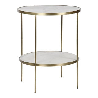 NOIR Rivoli Side Table in Antique Brass, Metal and Quartz For Sale