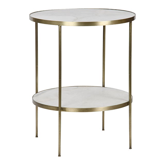 NOIR Rivoli Side Table in Antique Brass, Metal and Quartz For Sale