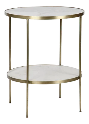 NOIR Rivoli Side Table in Antique Brass, Metal and Quartz