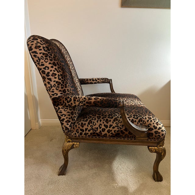 Beautiful, Unique Arm Chair, Leopard Print w/Cushion, Decorative Wood legs with Gold Accents. This chair was made by...