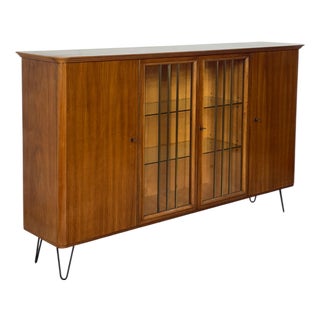 Mid-Century Walnut Display Highboard For Sale