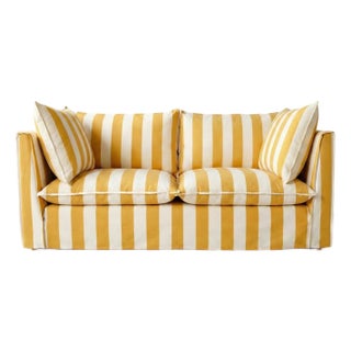 Sophie Conran Coco 2.5 Seater Sofa - Dandelion Stripes with Knife Edge Cushion For Sale