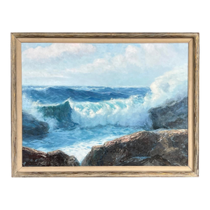 Fred Pye Signed Rocky Seascape Painting, Maine; Oil on Canvas