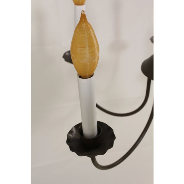 Traditional Small 5 Light Brown Iron Chandelier For Sale - Image 3 of 7