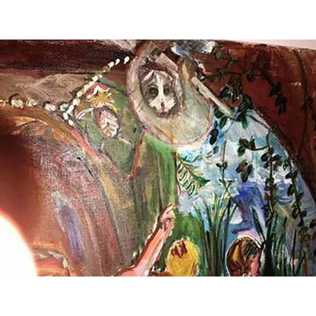 Mid-Century Modern 1970s Wyona Diskin Modern Baroque Feast Oil Painting Amongst Monkeys and Parrot For Sale - Image 3 of 8