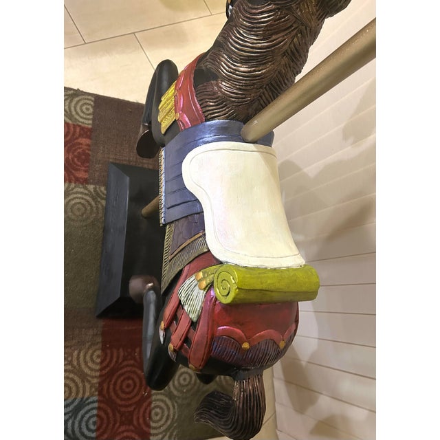 Vintage Wooden Hand-Carved Carousel Horse For Sale - Image 4 of 12