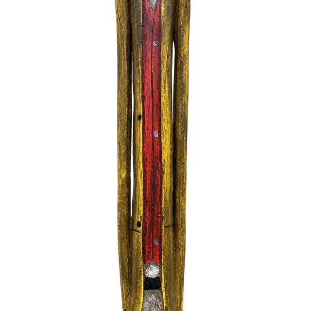 1980s 7' Ft Tall Hand Carved Wood African Colonial Figure by the Baule Tribe For Sale In Los Angeles - Image 6 of 8