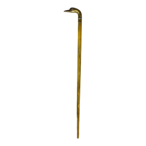 Mid 20th Century Solid Brass Duck Head Handle With Wooden Stick Walking Cane