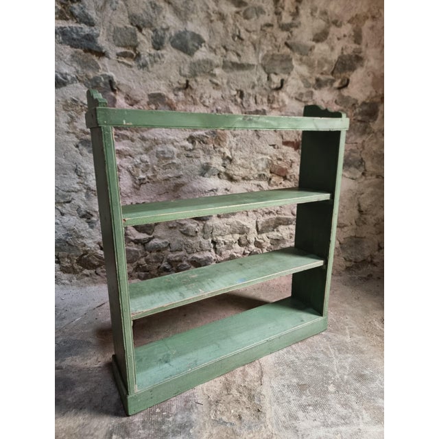 Green Vintage Pine Open Shelving Unit in Sage Green Paint, 1900 For Sale - Image 8 of 18