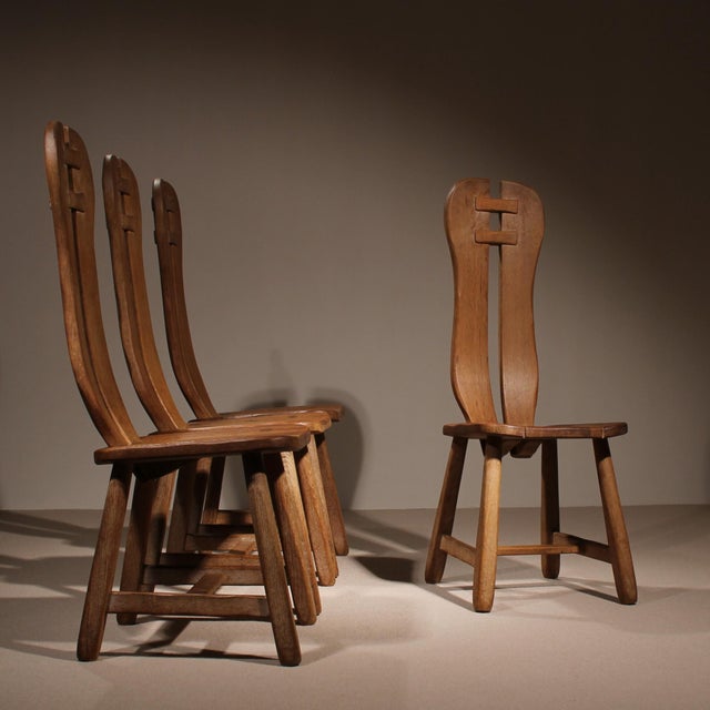 Brown Brutalist Dining Chairs attributed to De Puydt, Belgium, 1970s, Set of 4 For Sale - Image 8 of 11