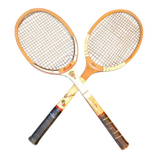 1960s Mid-Century Wooden Tennis Racquets - Set of 2 For Sale