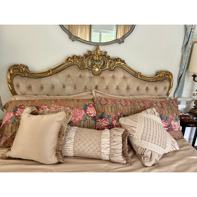 One-of-a-kind, custom carved bed frame fit for a contessa, early 1900s. Solid. Heavily carved, hand-painted, exquisite...