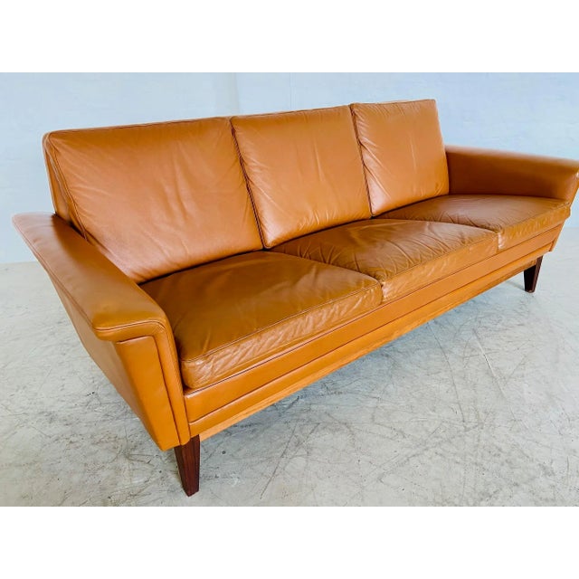 Mid-Century Danish 3 Person Sofa in Cognac Leather from Nili Stoppmøbler, 1970s For Sale - Image 7 of 18