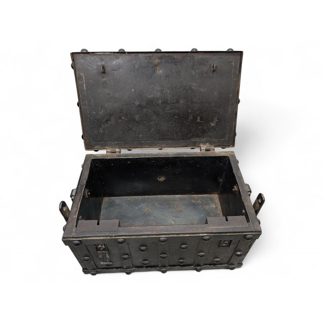 Metal Iron Armored Chest, 1890s For Sale - Image 7 of 16