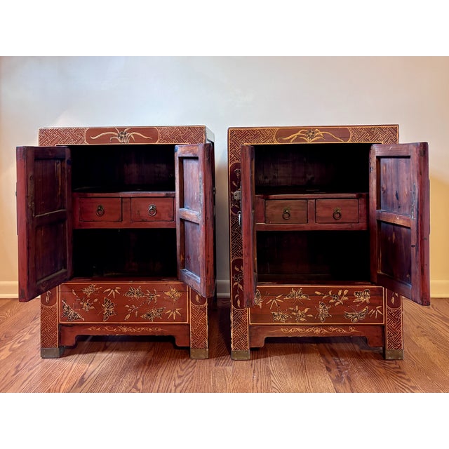 Asian Antique Early 20th Century Pair of Chinese Chests (Bedside Tables) From Estate of Tony Duquette For Sale - Image 3 of 15