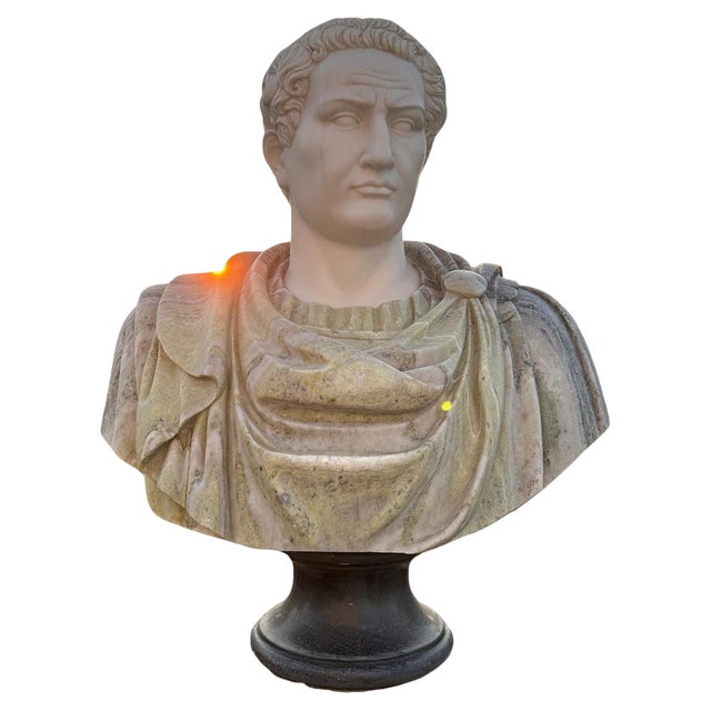 Huge Bust of Roman Emperor, 1950, Marble For Sale