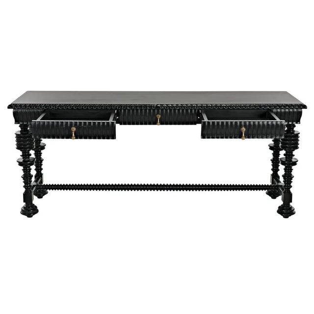 Mid-Century Modern NOIR Portuguese Console, Hand Rubbed Black For Sale - Image 3 of 5