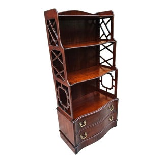 Vintage Two-Drawer Diminutive Mahogany Serpentine Front Bookcase For Sale