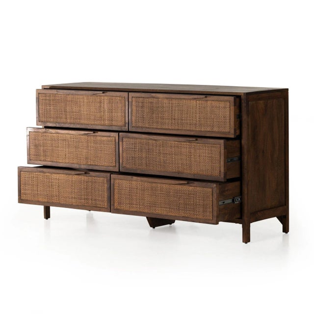 Four Hands Sydney 6 Drawer Dresser - Brown Cane For Sale - Image 12 of 12