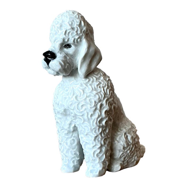 Vintage Regency Glazed Ceramic Poodle For Sale