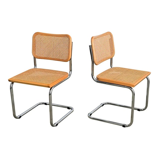 Pair of Italian Vintage Breuer Cesca Style Side Chairs With Cane Seats For Sale In Baton Rouge - Image 6 of 14