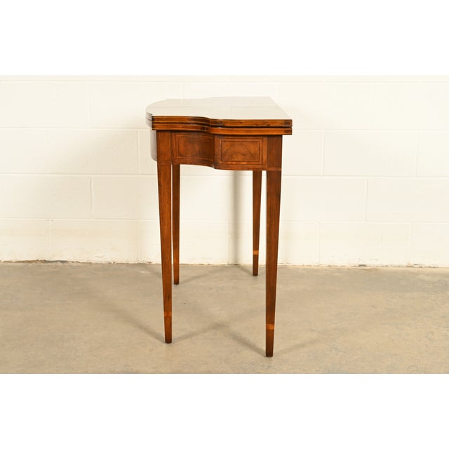 Baker Furniture Federal Inlaid Mahogany Flip-Top Console or Game Table For Sale - Image 13 of 17