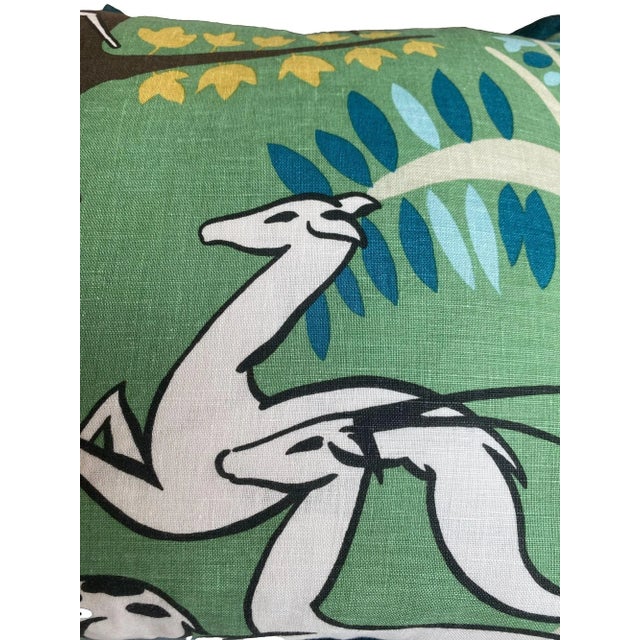 1960s Vintage Green Gazelle Throw Pillow For Sale - Image 5 of 5