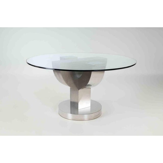 Silver Vintage Metal and Glass Table attributed to Mario Sabot, Italy, 1970s For Sale - Image 8 of 9