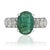 Mid-Century Modern Modern Mid Century Style 2.54 Ct Oval Emerald & Marquise Diamond Ring in 925 Silver Size 8 For Sale - Image 3 of 14