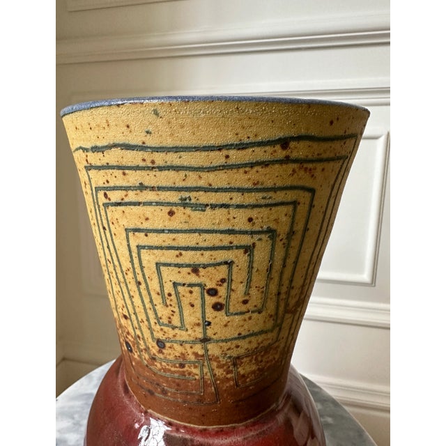 Ceramic Vintage Italian Modernist Handcrafted Pottery Vase For Sale - Image 7 of 11