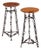Pair of Artist-Made Iron and Oak Stools, C 1960 For Sale